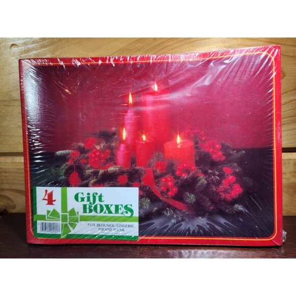 Vintage Christmas Gift Boxes Set Of 4 New Old Stock - Picture 1 of 5